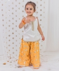 Mustard Sharara With White Kurta Set
