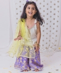 Purple Sharara With White Kurta Set