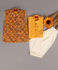 Ajrakh Print Nehru Jacket Set Yellow