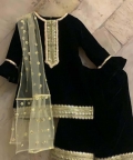 Black Velvet Kurti Set