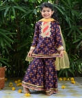 Navy Blue Sharara Set