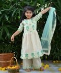 Handblock Floral Pattern Long Kurti Set 