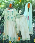 Handblock Floral Pattern Long Kurti Set 