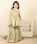 Green Peplum Sharara Set