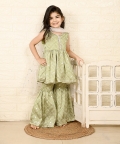 Green Peplum Sharara Set
