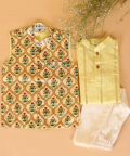 Yellow Mughal Jaal Nehru Jacket