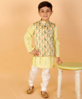 Yellow Mughal Jaal Nehru Jacket