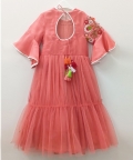 Yoke Embroidered Half Jacket Gown