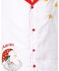 White Nightsuit With Red Color Detailing