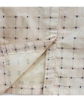 Beige Chanderi Top And Blue Skirt Set