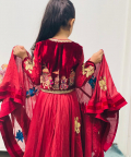 Maroon Chanderi Embroidered Anarkali Set