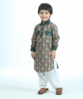 Bottle Green Pathani Kurta Set For Boys