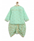 Baby Boy Dhoti Kurta Premium Cotton Set Print Gold-Green