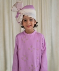 Boys Nawab Kurta Pyjama Cotton Set Embroidered-Purple