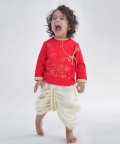 Baby Boy Hanuman Dhoti Kurta Set-Red
