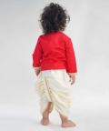 Baby Boy Hanuman Dhoti Kurta Set-Red