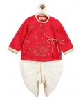 Baby Boy Hanuman Dhoti Kurta Set-Red