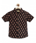 Boy Cotton Half Sleeves Shirt-Black