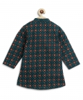 Boy Cotton Full Sleeves Kurta Set-Green