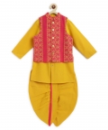 Jacquard Multi 3 Pc Bundi Set - Yellow