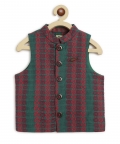 Jacquard Multi 3 Pc Bundi Set - Maroon