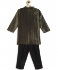 Razzle Dazzle Kurta Pyjama Set: Black & Gold-Black