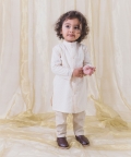 Vanilla Sky Kurta Pyjama Set-Cream