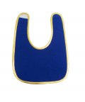 Personalised Blue Woven Bib With Shiny Gold Detailing