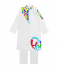 Ivory Embroidery Kurta With Bottoms For Adult
