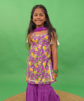 Girls Straight Strappy Sharara Set Printed Mango-Purple