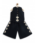 Girl Cotton Sleeveless Co-Ord Set-Black