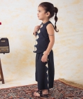 Girl Cotton Sleeveless Co-Ord Set-Black