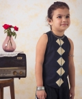 Girl Cotton Sleeveless Co-Ord Set-Black