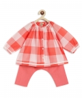 Chirpy Checks Jhabla Set-Red