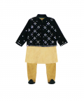 Green Velvet Ethnic Romper For Boys