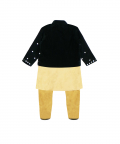 Green Velvet Ethnic Romper For Boys