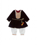 Wine Velvet Tunic With Bottoms Romper