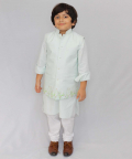 Kurta Pajama Set WIth Reversible Nehru Jacket(Flower-Ferns)