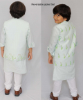 Kurta Pajama Set WIth Reversible Nehru Jacket(Flower-Ferns)