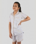 Light Blue Printed Pure Rayon Nightwear Set