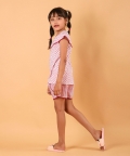 Red Polka Dot Blockprinted Nightwear Set With Shorts