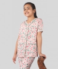 Beige Floral Printed Pure Rayon Nightwear Set