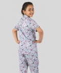 Blue Butterfly Printed Pure Rayon Nightwear Set