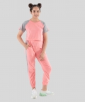 Fusion Coral Pure Cotton Summer Jogger Set For With Crop Top