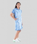 Tie Dye Pure Cotton A Line Dress With Puffed Sleeves