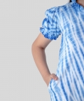 Tie Dye Pure Cotton A Line Dress With Puffed Sleeves