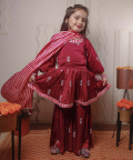 Purple Printed Sharara Set With Dupatta
