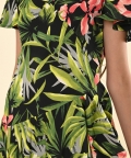 V Neck Short Sleeve Printed Knee Length Dress