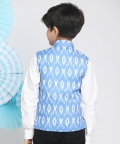 VASTRAMAY Boys Aqua Blue Ikkat Nehru Jacket