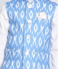 VASTRAMAY Boys Aqua Blue Ikkat Nehru Jacket